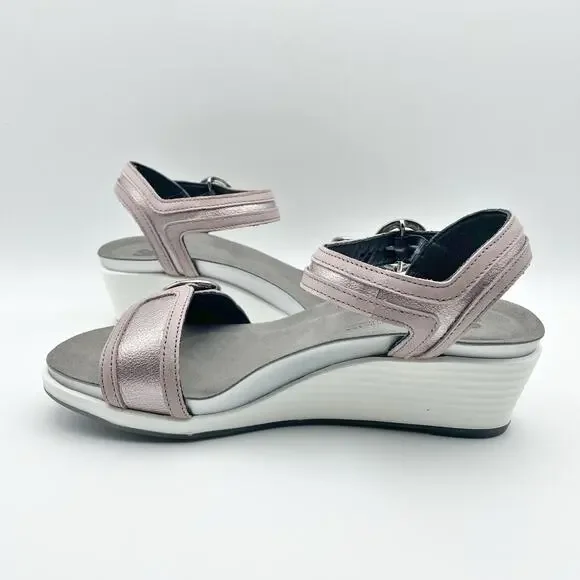 SAS Womens Seight Wedge Sandal US 9WW EU 39-40 Purple Silver Leather NIB